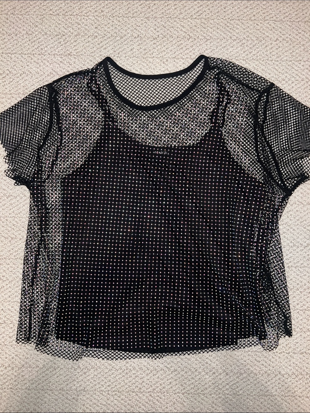 torrid Black Sheer Mesh Short-Sleeve Tee with Sparkle Dots